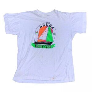 VTG PARADISE ISLAND Aruba Yacht Club T Shirt Mens 44 MEDIUM Single Stitch Sleeve